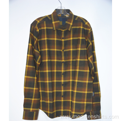 Windproof Plaid Print Long-sleeve Men's Cotton Flannel Shirt